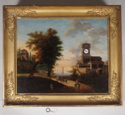 une peinture sur le mur d'un bâtiment avec une horloge dessus