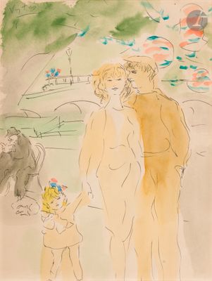 an image of a drawing of a man and a woman with a child