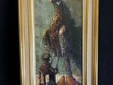 une peinture à l'huile représentant un faisan posé sur une table, à côté d'une lanterne