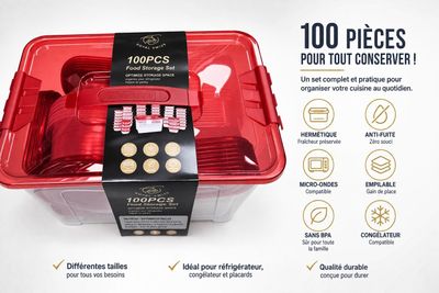 récipient en plastique rouge contenant des brosses à dents, du dentifrice et du dentifrice