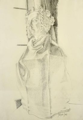 Jacques JOOS (1945-2021), "Etude de statue colonne gothique"…