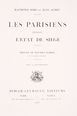 SERIS (Raymond) et AUBRY (Jean) : les parisiens pendant l'ét…
