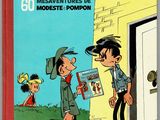 the cover of bonjou modeste, with a cartoon of a boy and a boy with a suitcase