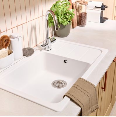 Evier a encastrer 1 grand bac avec petit égouttoir quartz et…