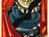 an image of a painting of a cat in a red curtain