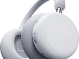 the headphones are white and have a microphone attached to them