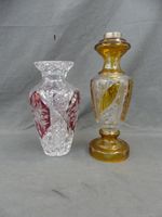 2 vases en verre moulé pressé et teinté dont un monté en lam… (photo 2)