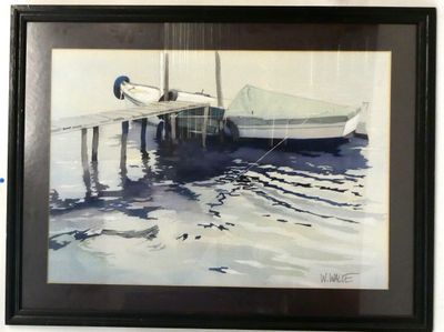une image d'un tableau représentant un bateau sur l'eau