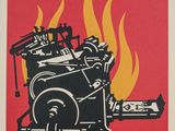 an image of a poster with a picture of a fire engine on it