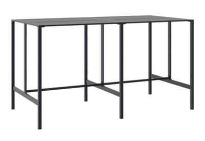 the table is made of metal and has a black top