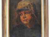 portrait of a young girl in a bonnet, oil on canvas, signed and dated