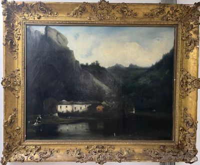 ECOLE du XIXe siècle Paysage lacustre.