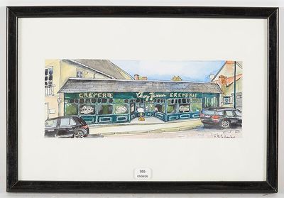 tableau représentant un restaurant devant lequel sont garées des voitures