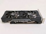 a close up of a video card on a white surface