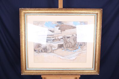 a picture of a picture of a painting on a easel
