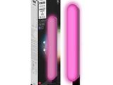 the pink light is on in front of the box