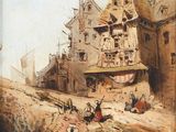 an image of a painting of a house on the side of a river