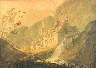 Ecole anglaise du XIXe siècle Paire de paysages animés