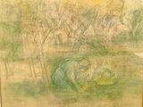 an image of a painting of a person laying down in the grass