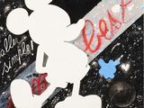 tableau représentant Mickey Mouse sur fond noir, avec une inscription
