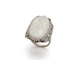 an oplite and diamond ring