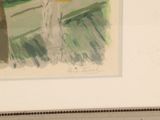 a picture of a painting of a woman holding a yellow umbrella