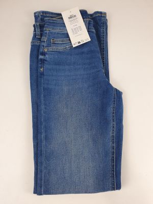 a pair of blue jeans on a white background