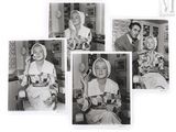 quatre photographies en noir et blanc d'une femme portant un foulard