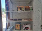 a shelf that has many different items on it