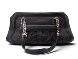 sac à main en cuir noir avec une bandoulière à chaîne et une bandoulière