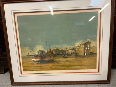 W.Fesel (XXe) La marée basse Lithographie épreuve d'artiste …