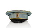 an image of a blue hat with a gold emblem on it