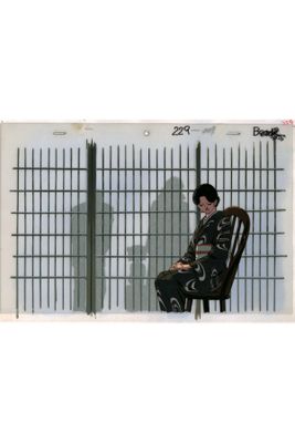 painting of a man sitting in a chair in front of a window