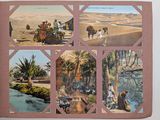 a book with pictures of people and animals in the desert