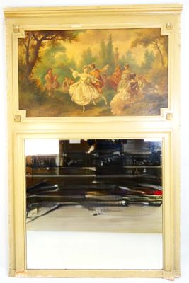 Trumeau de style Louis XVI en bois mouluré, stuqué et laqué …