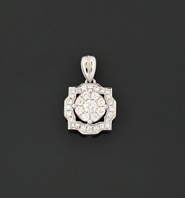 Pendentif en or gris 18K 750 millièmes de forme polylobé, ce…