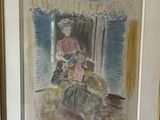 tableau représentant une femme et un enfant assis sur un banc