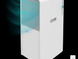an image of a white mini air conditioner with a remote control
