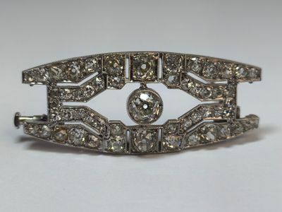 BROCHE art déco en platine 950 millièmes et or blanc 750 millièmes, or - Photo 1