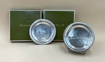 paire de plats plaqués argent avec leur coffret assorti