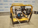 a yellow cart with a pump on top of it