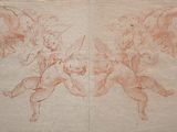 a drawing of two cher chers and two angels on a sheet of paper