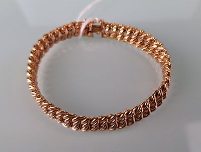 Bracelet ruban en or (18 carats) maille américaine. - Photo 1