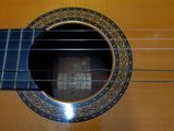 a close up of an acoustic guitar with a fretset