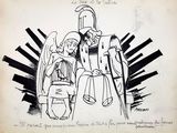 an image of a drawing of a man and a woman sitting on a bench