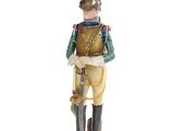 figurine représentant un soldat avec un bonnet rouge et une veste verte