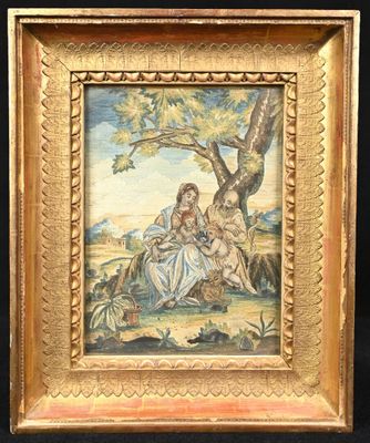 an image of a painting of a woman and a child sitting under a tree