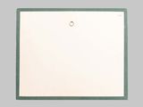 a piece of paper with a ring hanging from it ' s side
