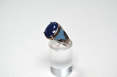 bague en argent sterling avec lapis-lazuli et topaze bleue