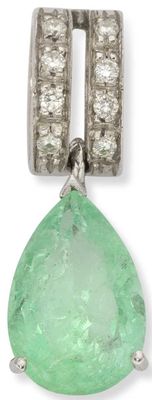 a pair of emerald and diamond earrings